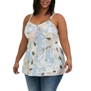 torrid sz 00 Fit And Flare Rayon Slub Button-Front Cami